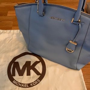 Michael Kors light blue tote bag